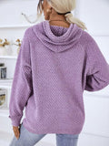 Texture Drawstring Long Sleeve Hooded Sweater