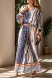 Printed Lantern Sleeve Top and Wide Leg Pants Set