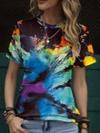 Tie-Dye Round Neck Short Sleeve T-Shirt