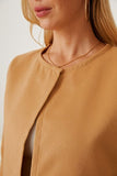 Open Front Pocketed Long Sleeve Coat