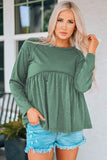 Round Neck Raglan Sleeve Babydoll Top