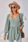 V-Neck Lantern Sleeve Blouse