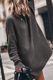 Round Neck Long Sleeve Slit Oversized Sweater