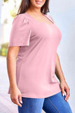 Plus Size Square Neck Puff Sleeve Tee