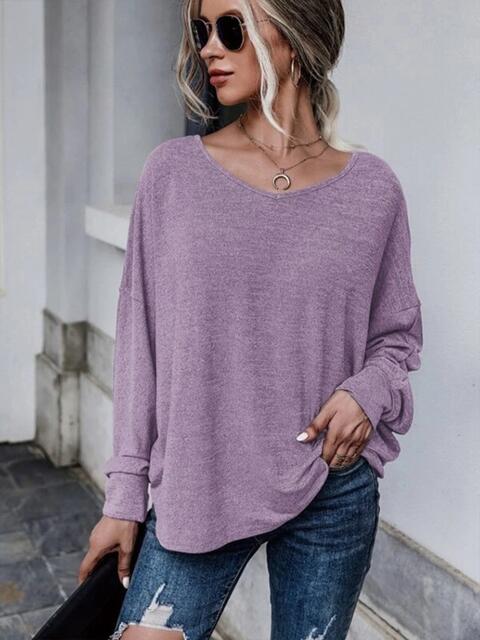 Full Size Round Neck Dropped Shoulder Tied T-Shirt