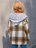 Plaid Dropped Shoulder Hooded Jacket