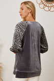 Leopard Round Neck Half Sleeve Blouse