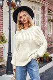 Ribbed Drop Shoulder Lantern Sleeve Sweater