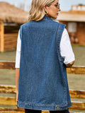 Button Up Sleeveless Denim Jacket