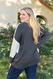 Celeste Design Full Size Contrast Long Sleeve Top