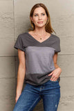 Striped V-Neck Short Sleeve T-Shirt