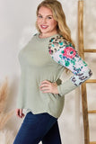 Hailey & Co Full Size Printed Round Neck Blouse