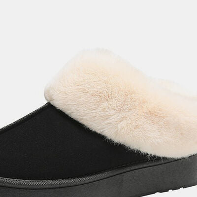 Furry Chunky Platform Slippers