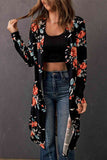 Double Take Printed Open Front Longline Cardigan