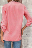 Striped Notched Roll-Tab Sleeve Shirt