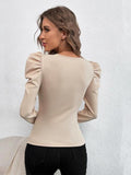 Square Neck Puff  Long Sleeve Top