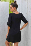 Buttoned V-Neck Dress