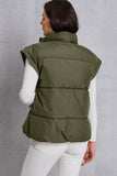 Zip Up Turtleneck Pocketed Vest Coat