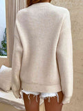 Round Neck Ribbed Button-Down Sweater